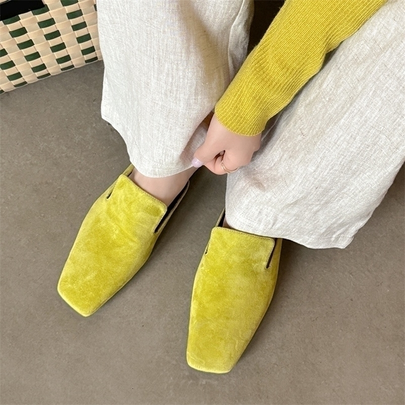 Genuine Leather Kid Suede Flat Shoes Slippers Women Covered Toe Natural Leather Casual Slippers Female Daily Walk Slippers a260917