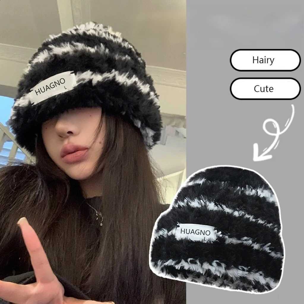 New style knitted hat - winter woolen patterned hat slimming effect on face plush and warm thick headband ear protection flT260916