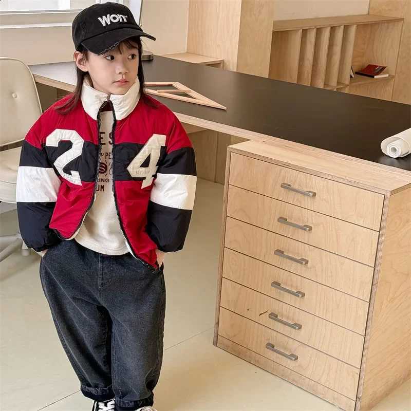 Winter Coat 2024 4633 Children New Cotton-padded Jacket Digital Embroidery Boy's Baseball Uniform J260917
