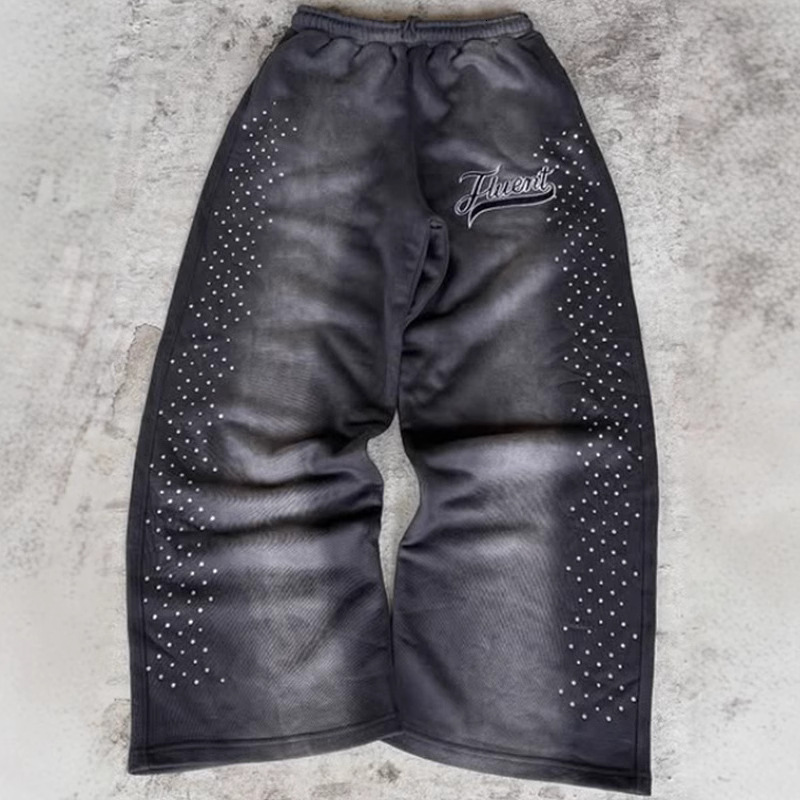 2025 Cross-Border New Sense Niche Design Hip-Hop Starry Sky Print Wide-Leg Straight Pants Casual Loose e9