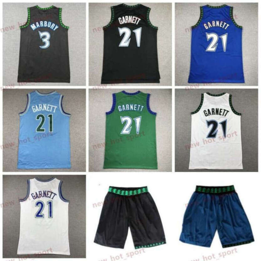 Vintage Basketball Jersey Kevin Garnett 1995 1996 1997 1998 2003 2004 Black Blue White Green Classic Retro Stitched