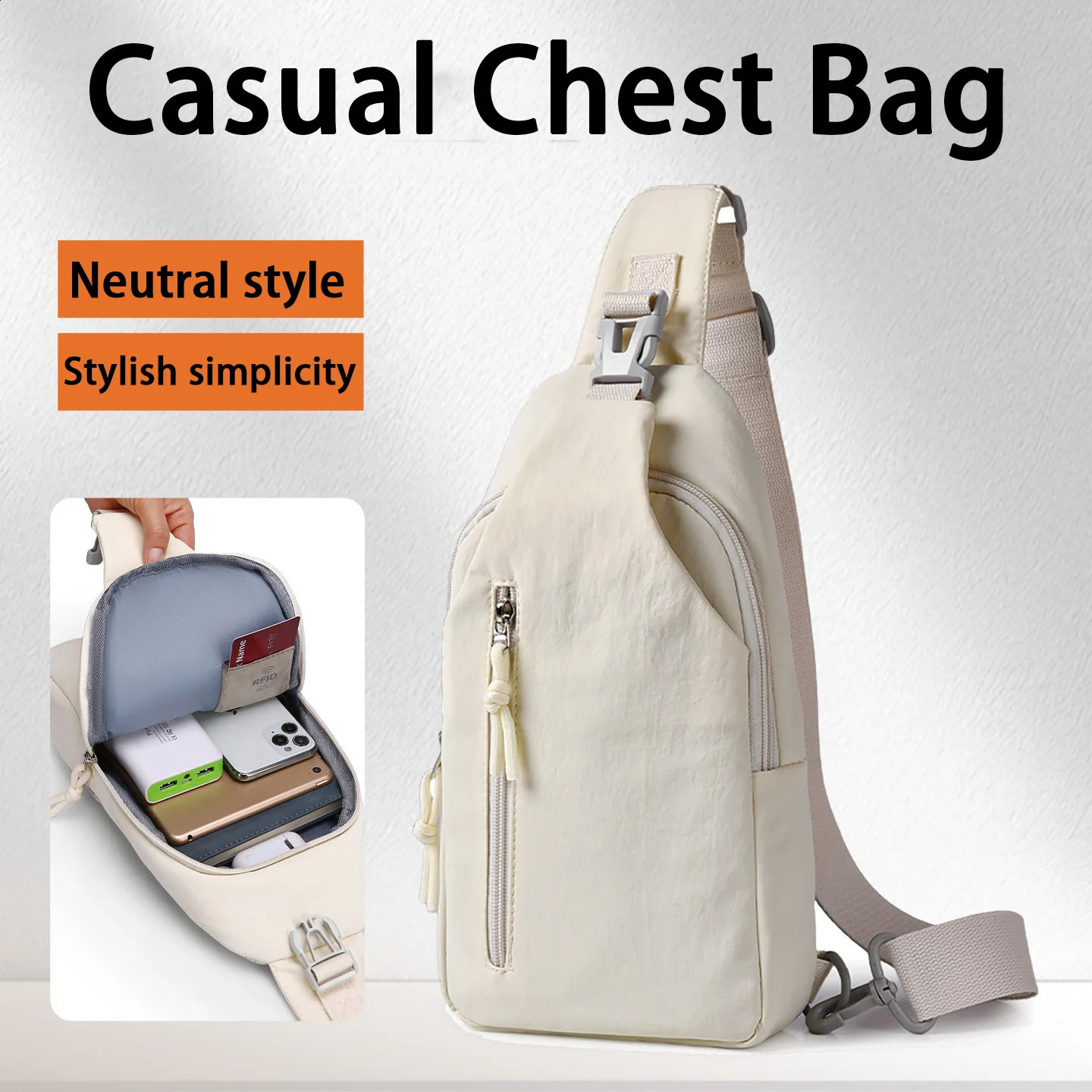 Models Of Men And Women With The Same Models Of Casual Cross-body Bag Large-capacity Nylon Chest Bag Commuting Travel 260916