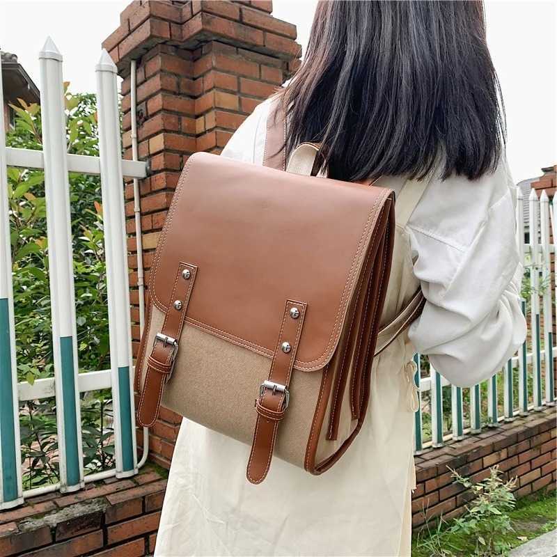 Women Preppy Style Backpack Large Capacity Laptop Bag Casual School Backpacks Patchwork Travel Bags for Female Totes 2025T260917