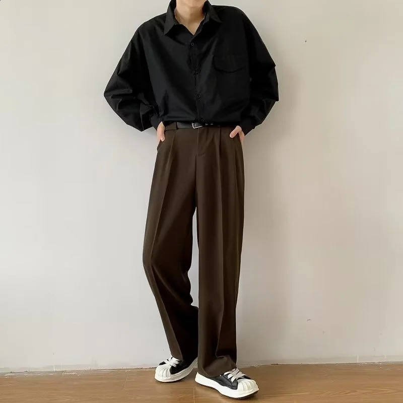 Brown Black Suit Pants Men Slim Fit Fashion Social Mens Dress Pants Korean Casual Straight Pants Mens Office Formal Trousers 260917