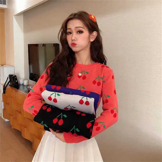 Women's Woman Sweaters Pullover Printed Long-Sleeved Sweater Autumn and Winter Loose Pullover Top Femme Chandails J260916