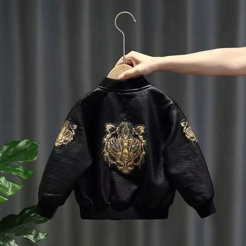 Leather Jacket Boys' Children's Coat PU Jacket Children's Clothing Cartoon Zipper Leather Jacket Kids TopT260916