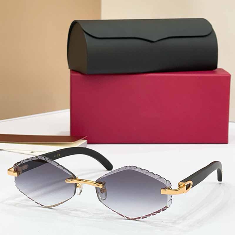 Sunglasses For Women Designer Rimless Faceted Diamond Cut Sun Glasses CT7452S Brown Gradient Lens Wooden Colored Mirror Legs UV400 Luxury Fashion Sh