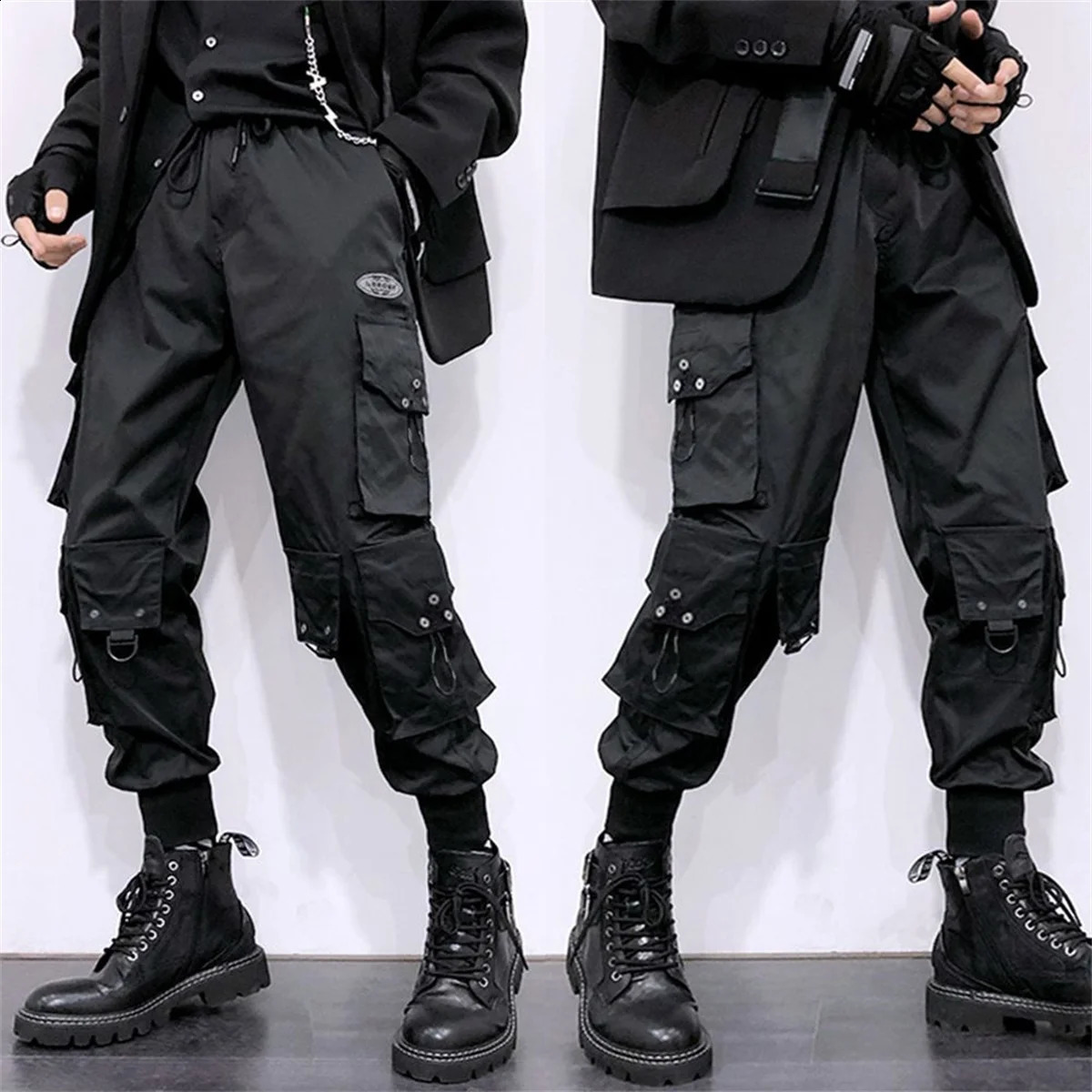 Y2k Classic n Multi Flap Pockets Cargo Pants Men's Loose Fit Drawstring Harem Cargo Jogger Pants Oversized Pants Men Women 260917