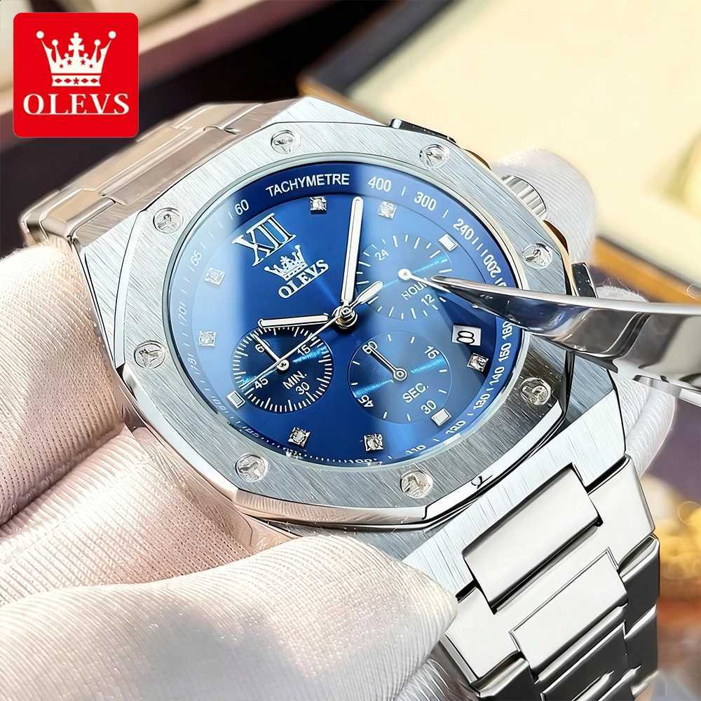 OLEVS Men's Watches Classic Luxury Top Brand Fine Steel Original Quartz Wristwatch for Man Waterproof Luminous Date ChronographT260916