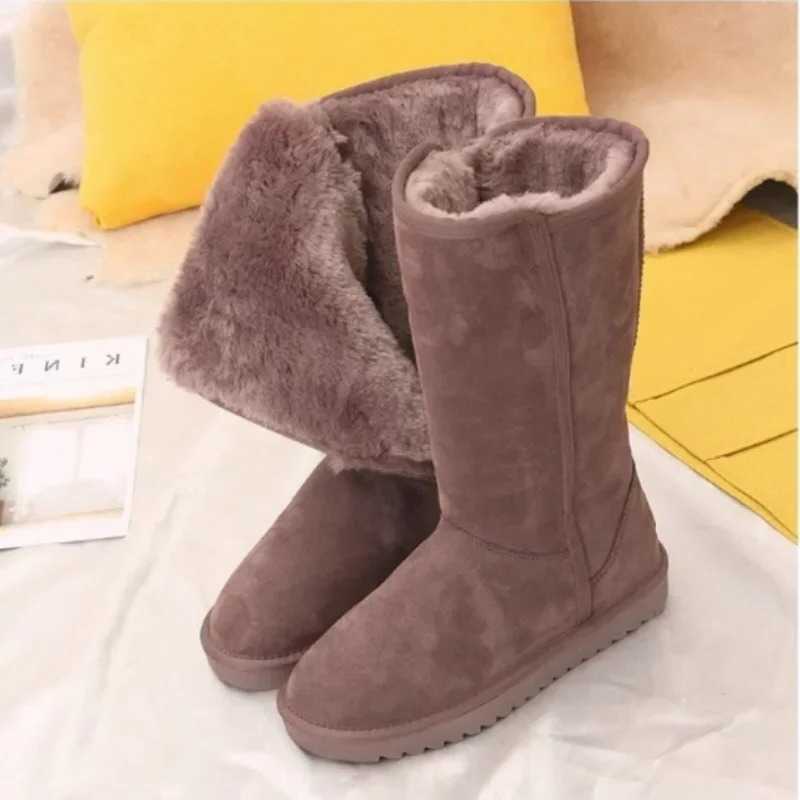 Classic Ladies s Winter Women Snow Boots 2024 Waterproof Warm Genuine Leather Fur Australia Plus Velvet Knee High Winter D260917