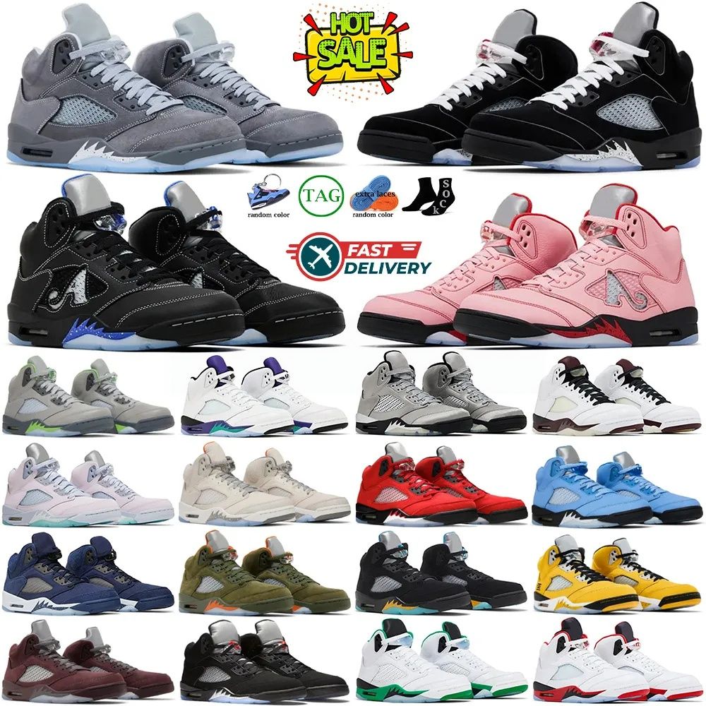 With Box Men Basketball Shoes j5 5s Black Metallic Cat Wolf Navy Georgetown Aqua UNC Concord Racer Blue Raging Bull Fire Red Sail Burgundy Trainer S