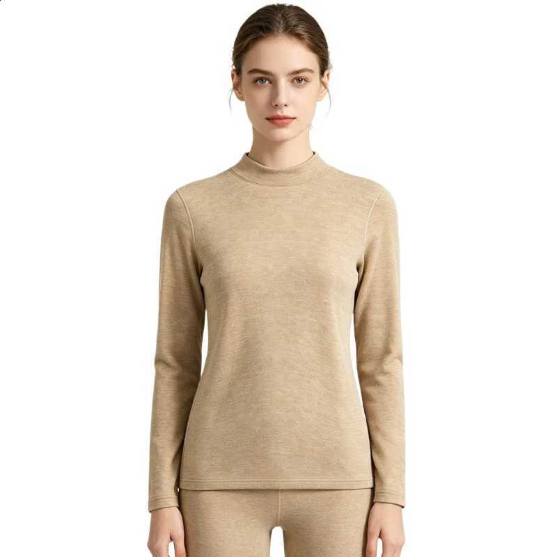 Women's Thermal Underwear Fleece Thickened Semi-Turtleneck Blouse Autumn Long Sleeve Top Thermo Pullover Long Lohns T-Shirt H260916