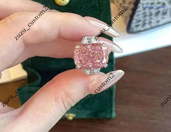 Certified 18K Real White Gold 5 57Ct Fine Jewelry CVD Pink Lab Grown Diamond Rings For Women Ladies' Engagement Wedding Gifts