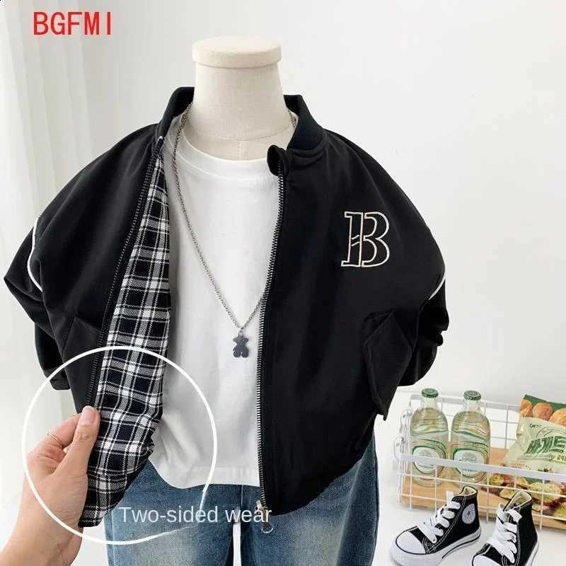 Both Sides Boys Baseball Coat 2026 New Spring Autumn Wear Children's Casual Handsome Two Faced Jackets for Children's Plaid TopT260916