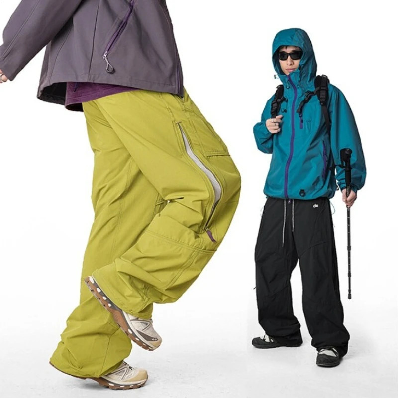 Mens Cargo Pants Summer QuickDry Waterproof Mountain Climbing Long Trousers with Side Zipper Pockets Elastic Waistband 260916