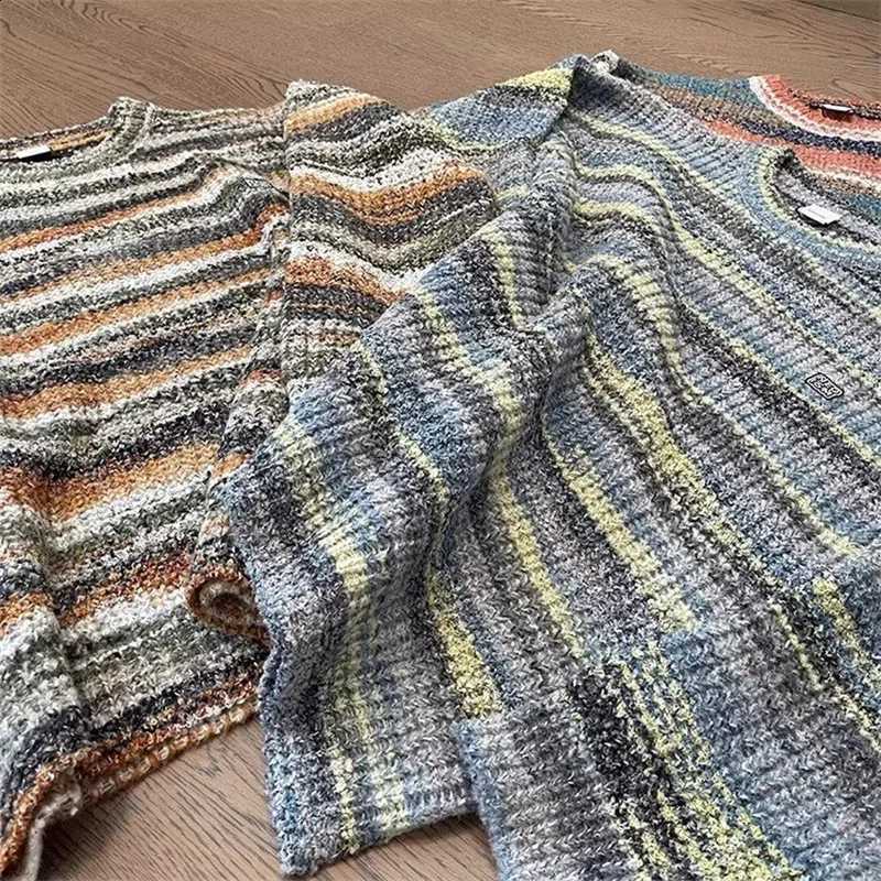 Color-Block Classic Winter Striped Men's Knitted Sweater Hip Hop Fashion Loose Pullovers Streetwear Y2K Vintage Hombre J260916