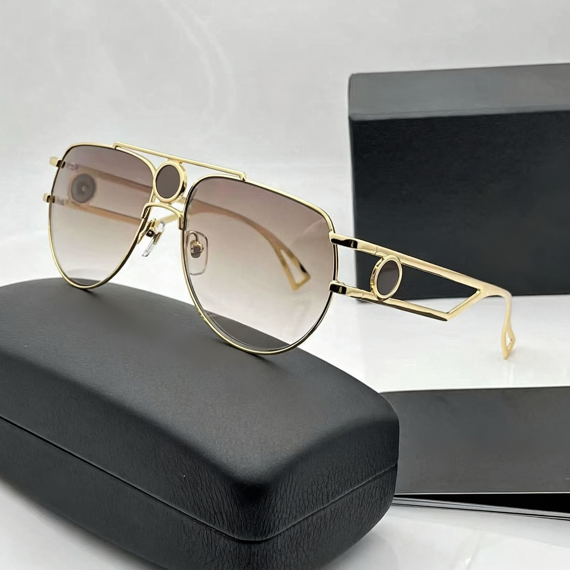 Sunglasses For Men Women Fashion 2225 Summer Designer Stylish High Street Hip Hop Style Anti-Ultraviolet UV400 Retro Plate Oval Full Frame Glasses R