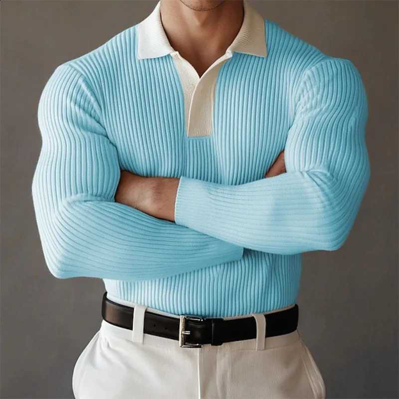 Color 2026 New Fashion Solid Men's Lapel Button Long SLeeve Shirt Vacation Casual T-Shirt J260916