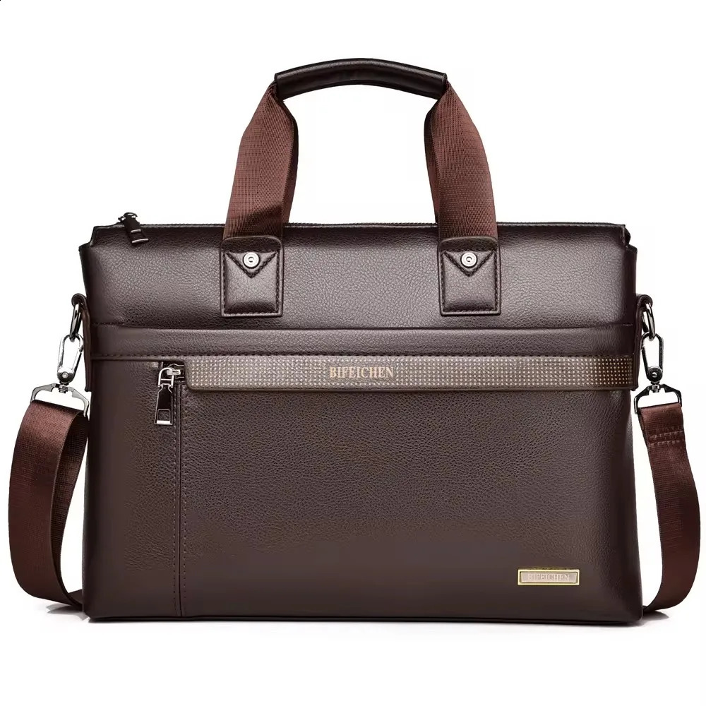 2026 Men Briefcase High Quality Business PU Leather Shoulder Messenger Bag Office Handbag A4Document Laptop 260917