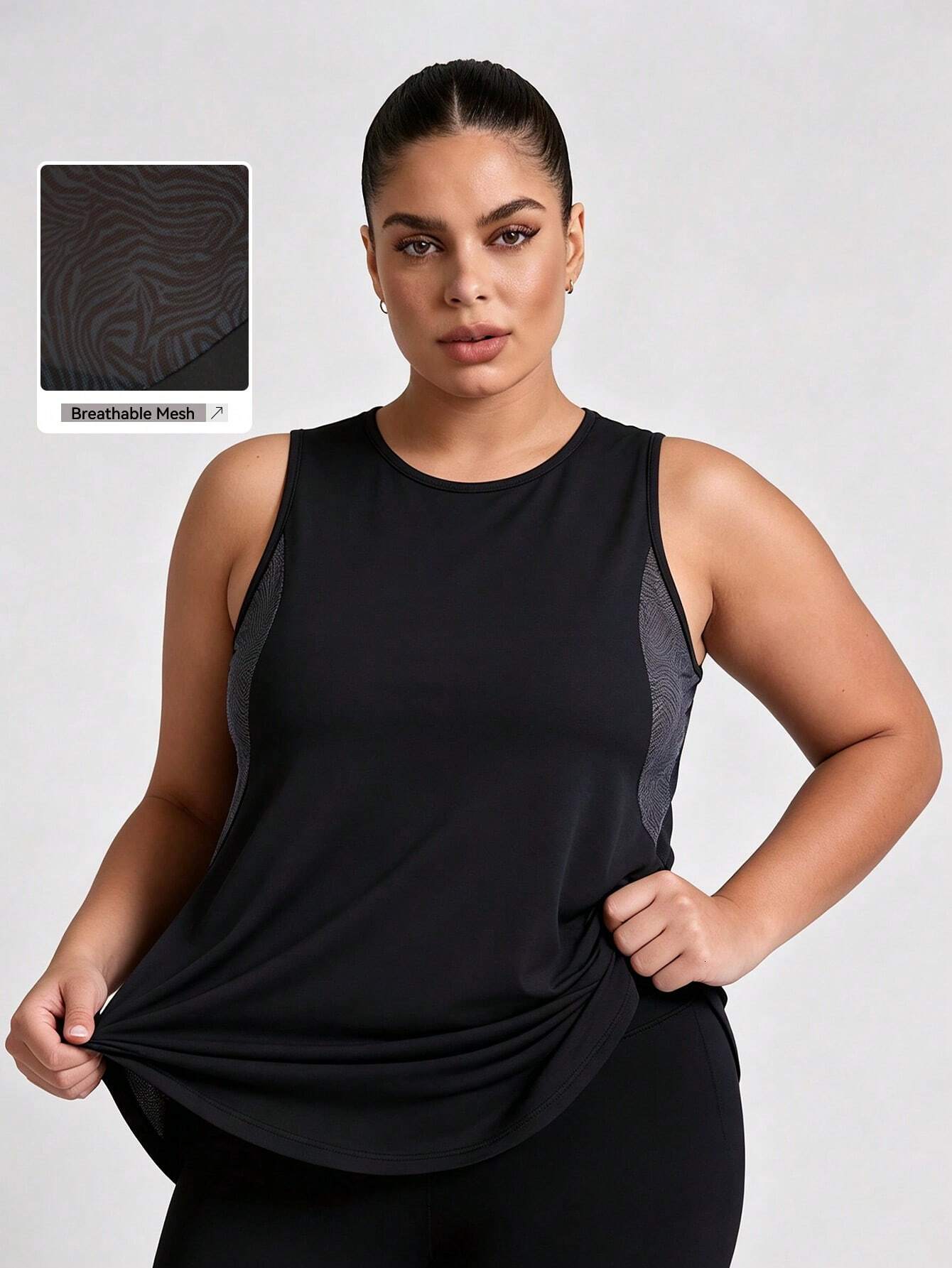 Plus Size Mesh Tank Women Breathable Loose Fit Gym Top Sleeveless Yoga Shirt Sweat Wicking Summer Sports Activewear 26Y0917