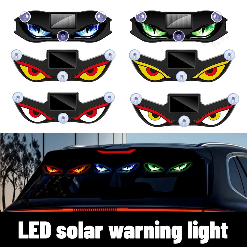 Lámparas decorativas para automóviles con energía solar Luz de ojos de demonio Luz de advertencia intermitente fresca Luces de señal de vehículos de