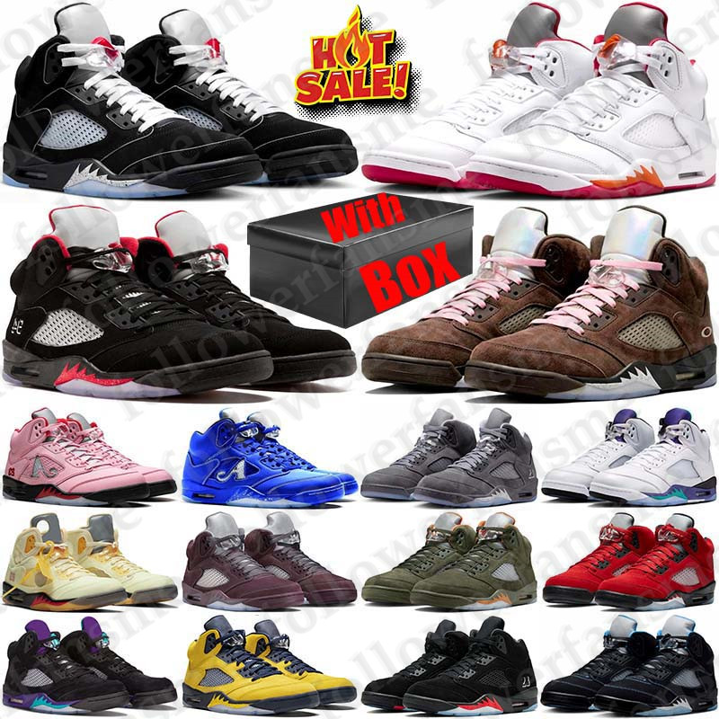 With Box Designer Basketball 5 5s Sport Shoes Wolf Grey Metallic sneakers for mens women University Blue Sunset Halloween Fire Red Size 36-47 fashio