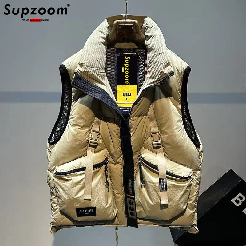 Supzoom Top Fashion Arrival Letters Leather Stand Collar Autumn And Winter For Men And Women Warm Thickened Down Vest 260916