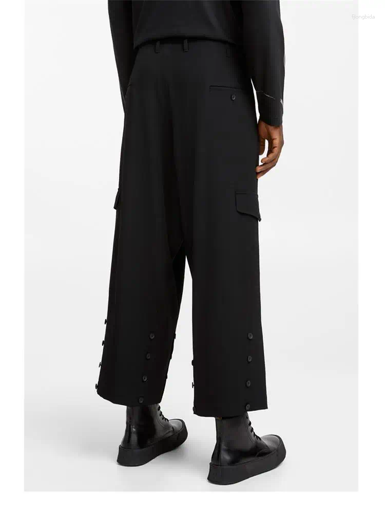 Men's Pants Fashionable Male Hip-Hop Loose Version Of Casual Elastic Waist Solid Color Harlem