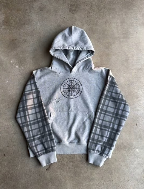 Cross-border European and American style, trendy dark print hoodie, long-sleeved T-shirt, pullover, retro outerwear, street fashion df