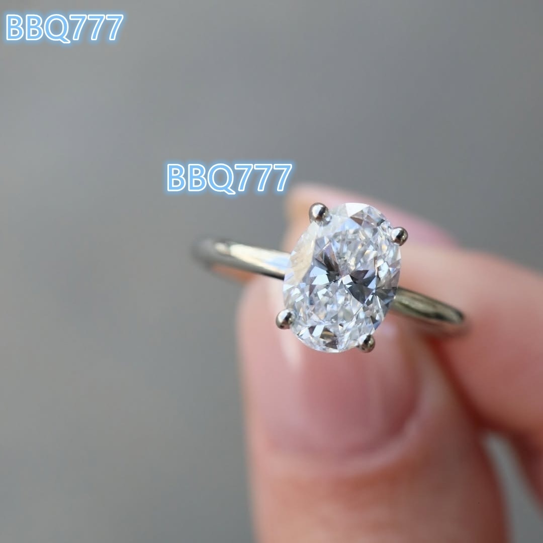 Factory Price 2ct Crushed Iced Cut Oval Moissanite Solitaire Engagement Wedding Ring 14K 18K White Gold VVS1 Gemstone Rings