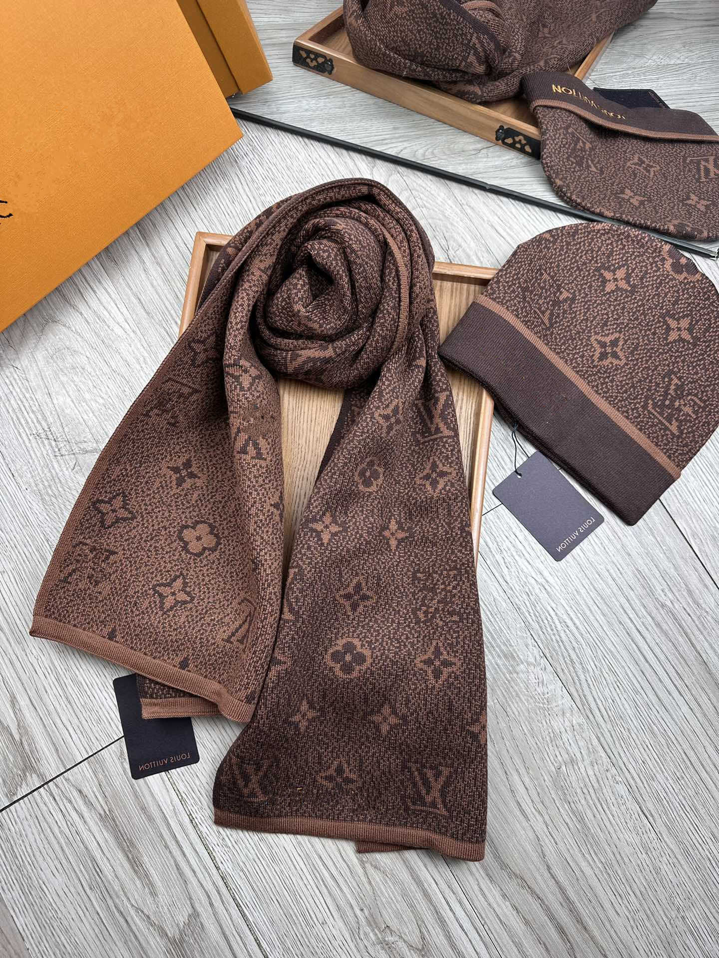 New 2026 Plaid Knitted Casual Unisex Winter Autumn Cold Resistant Warm Scarf and Hat Set A66 S2609173B25