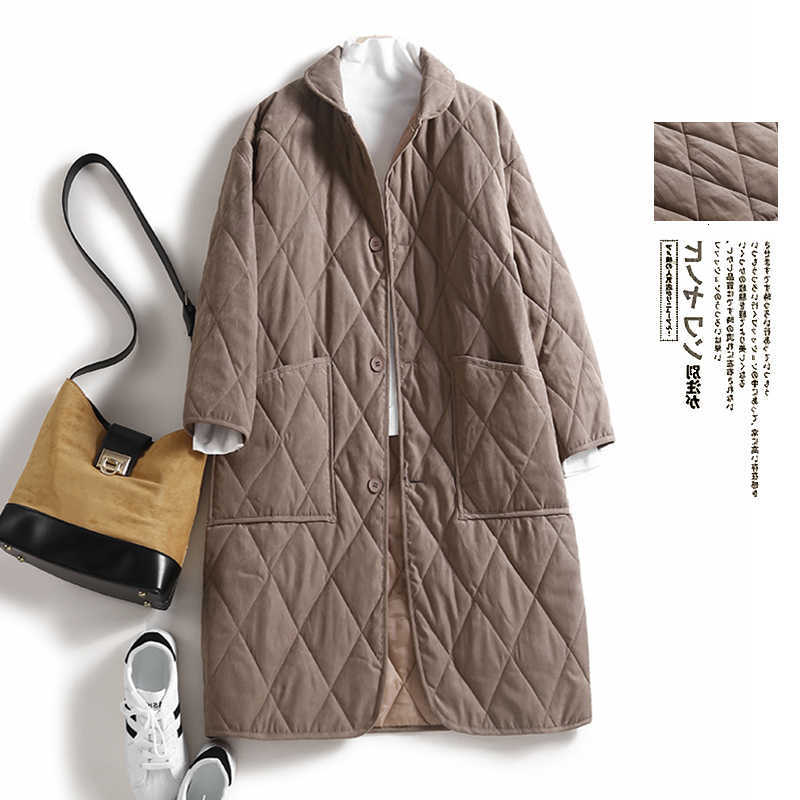 Cotton Women's plus Jacket Size Patterned Warm Mid-Length Versatile Cotton Coat for Autumn Winter Commute H260917