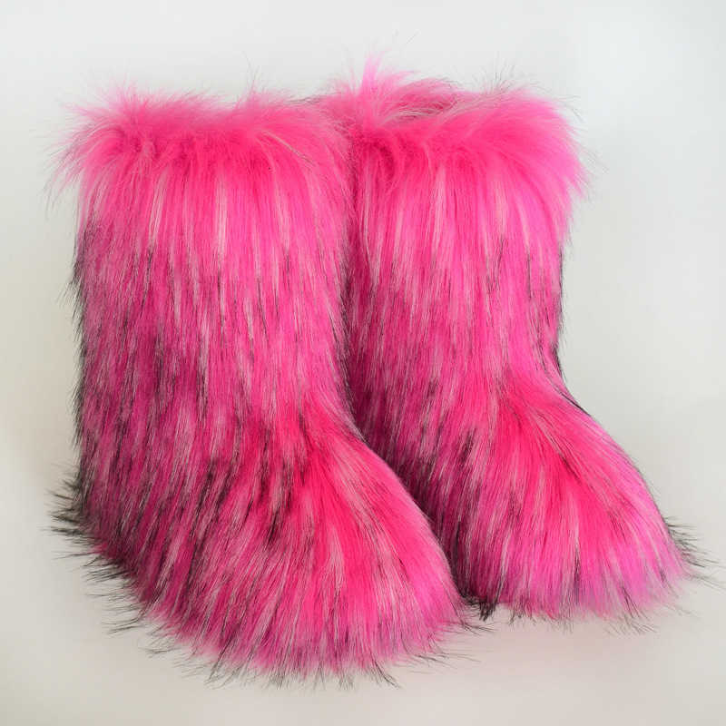Women Fluffy Winter Mid-calf Boots fashion Snow Boots Warm Cotton Shoes 2025 New D260917