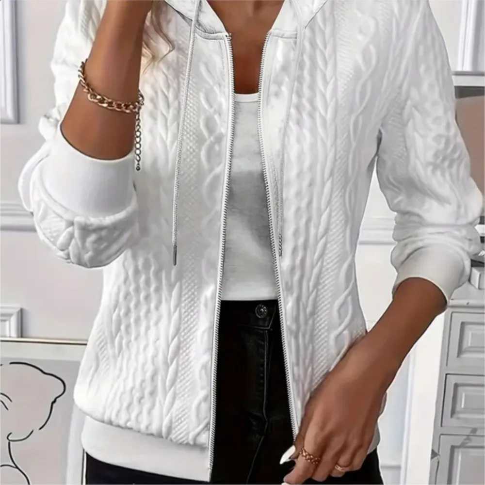 Solid Color Long Sleeved Knitted Zipper Hooded Sweatshirt Jacket Autumn Winter Women Casual Slim Fit Jacket Chaquetas De Mujer X260916