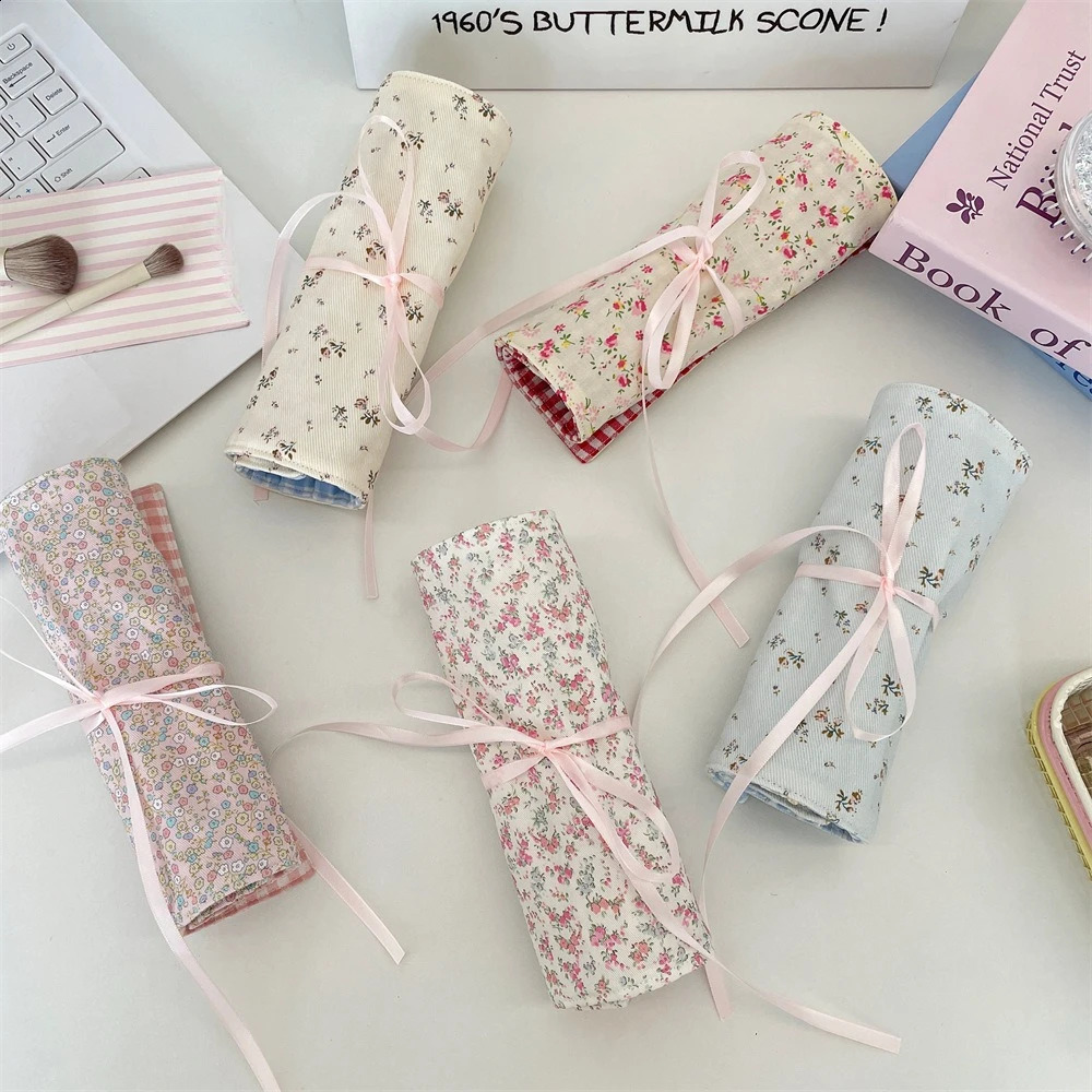 Fabric Floral Patterns Cosmetic Storage Bags Large Capacity Makeup Brushes Case Women Bag Travel Brush Holder Pen Case Box 260916