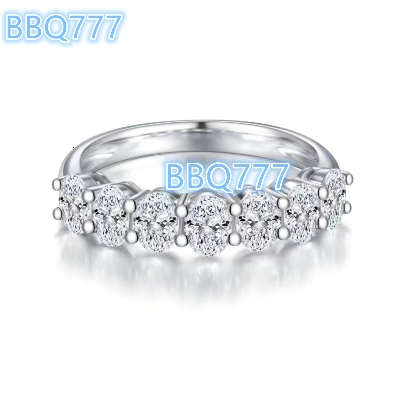 Huacan Silver 9K 14K 18K White Gold Lab Grown Diamond Oval Certified Eternity Ring New Fashion Fine Jewelry Women's Accessories