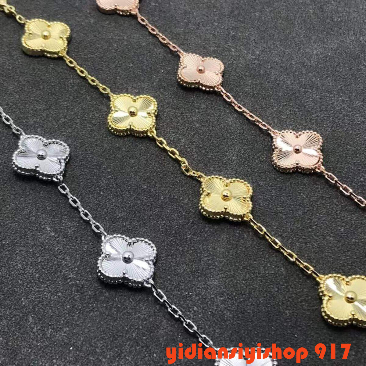 Designer Jewelry Four-Leaf Clover Laser Five-Flower Bracelet Women 18K Rose Gold Fashion Luxury Hand Accessory vanlies cleef bracelet