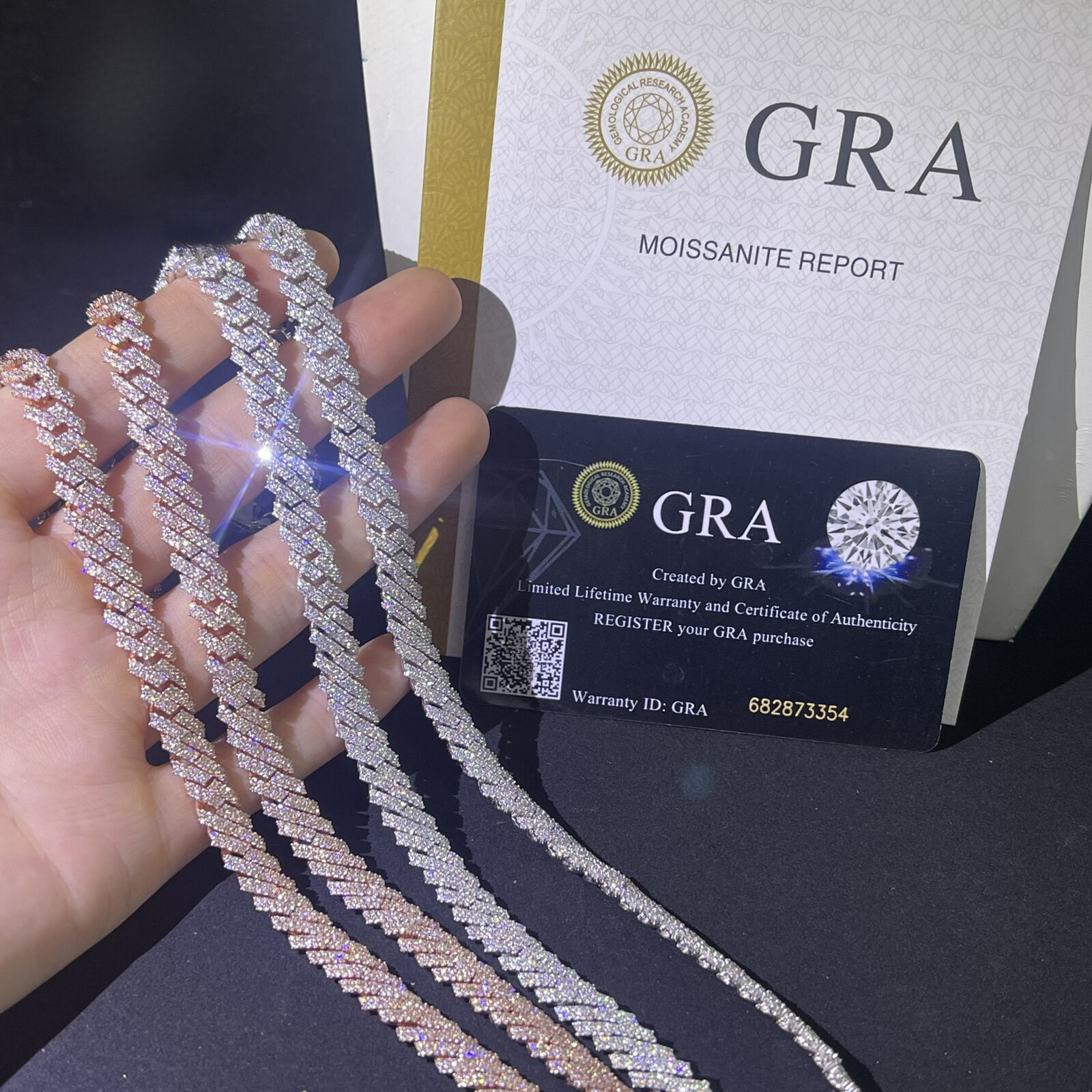 8mm Hip Hop Jewelry 2 Row Silicon Stone Iced Miami Rose Gold Cuban Chain 925 Sterling Silver Men's Necklace