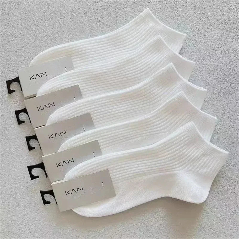 5 Pairs/Pack Ankle Socks Women 100% Cotton Invisible Sweat-absorbing Girls Low Tube Boat Socks EU 36-42 260917