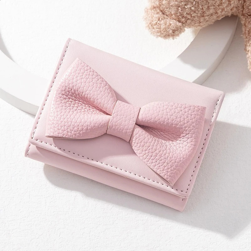 Fashion Womens Wallets PU Leather Short Trifold Wallet and Handbags for Women Card Holder Purses Cute Bow Ladies Money Bags 260917