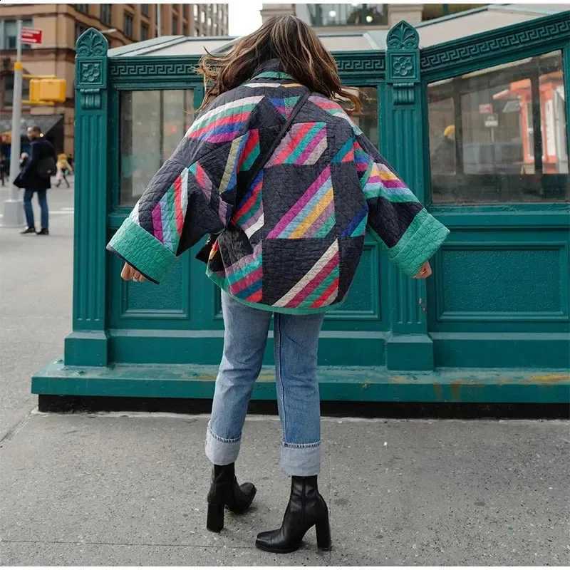 AW Womens Winter Fashion Print Parka Cardigan Multi Color Open Front Long Sleeve Wide Cuff Cotton Jacket Style Casual Wear H260917