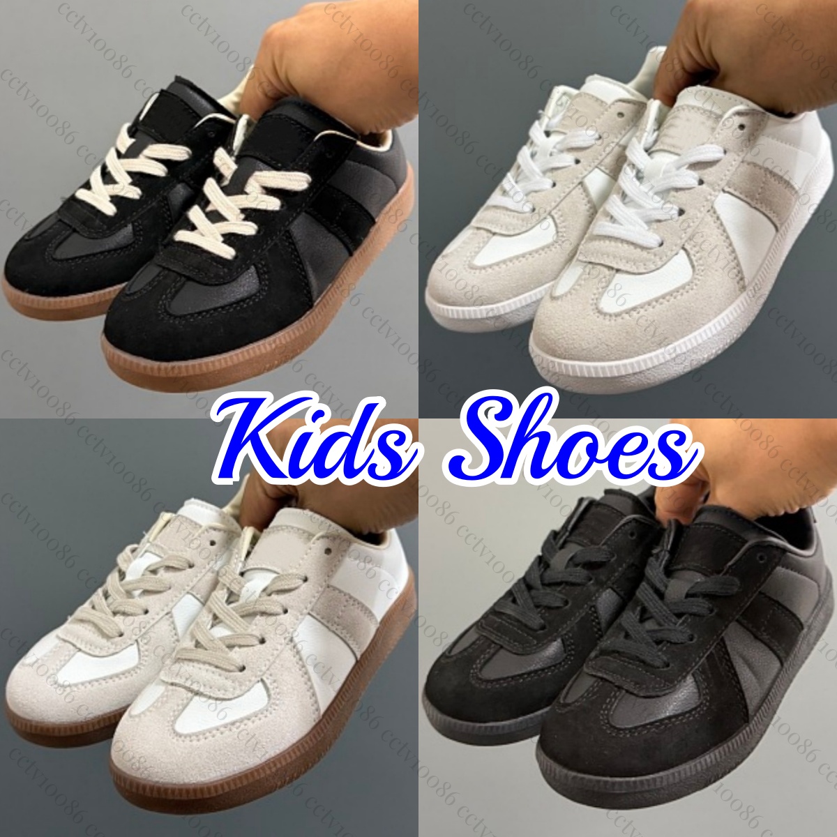 Kids Shoes Designer Toddlers Replicas Sneakers Boys Girls Outdoor Trainers Gats Children Youth Luxury Brand German Army Black Gum White eur 24-35