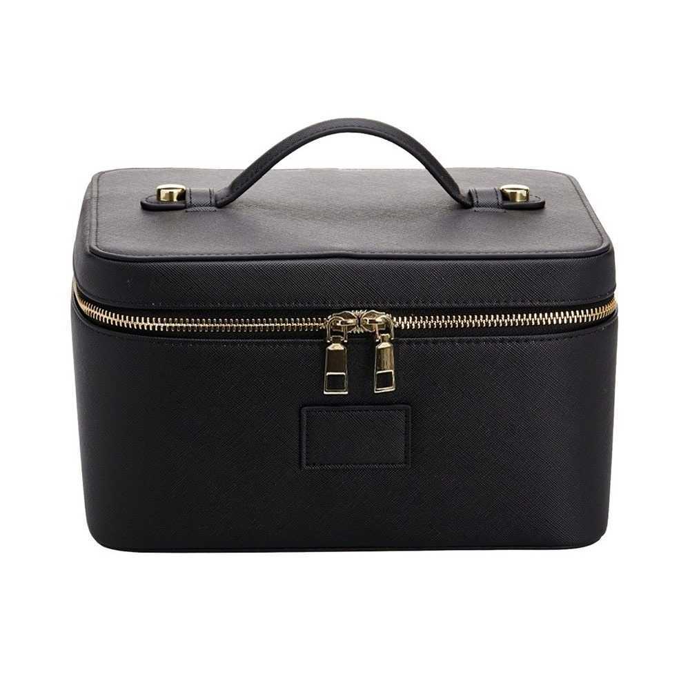 Leather Makeup PU Bag Square Shape Waterproof Toiletry Bag Large Capacity Removable Divider Camera Storage Bag for Women MenT260917