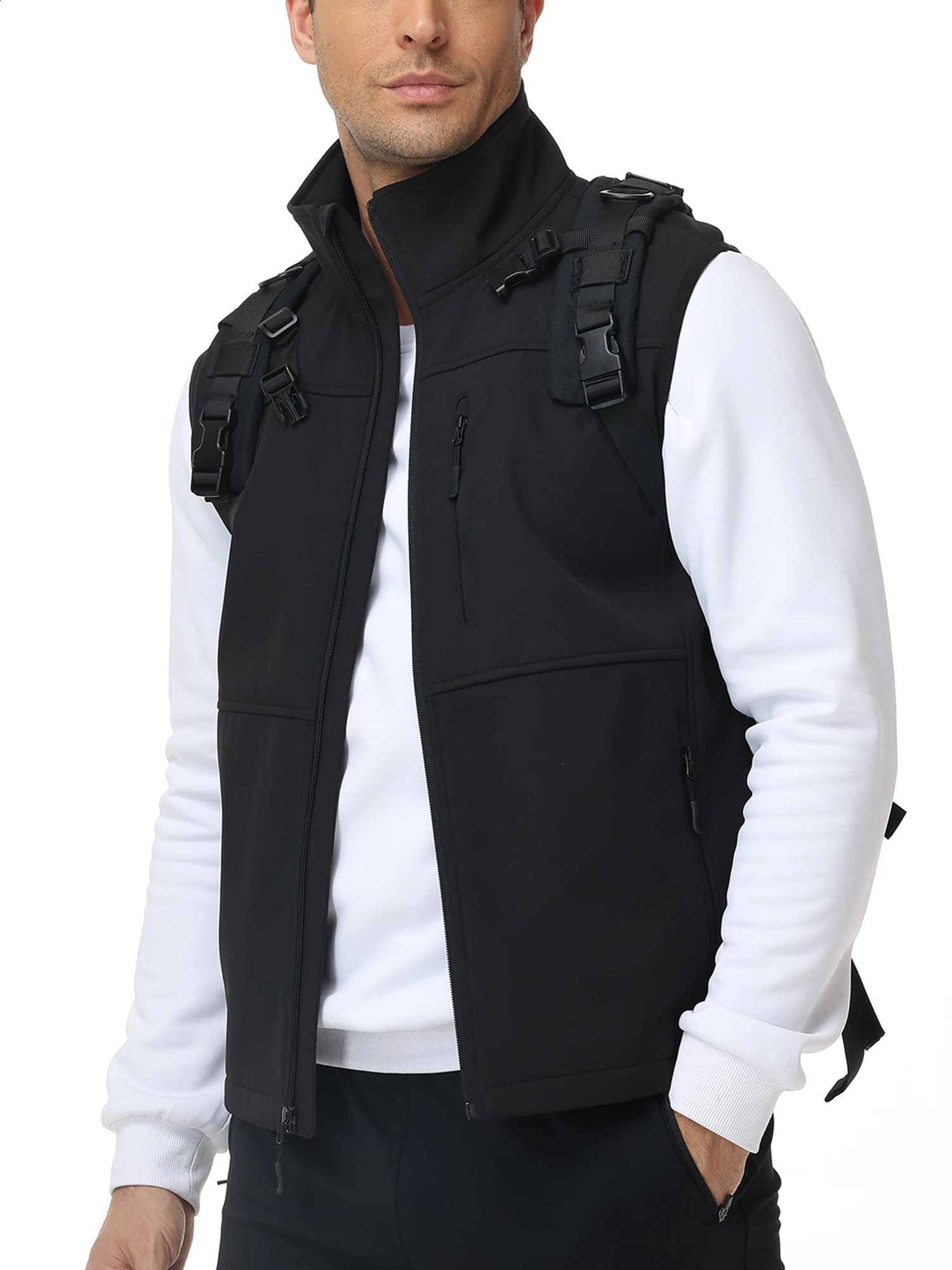 Men's Windproof Softshell Thick Vest Comfortable Sleeveless Jacket Multi Pocket Sports Vest for Hiking Cycling 260916