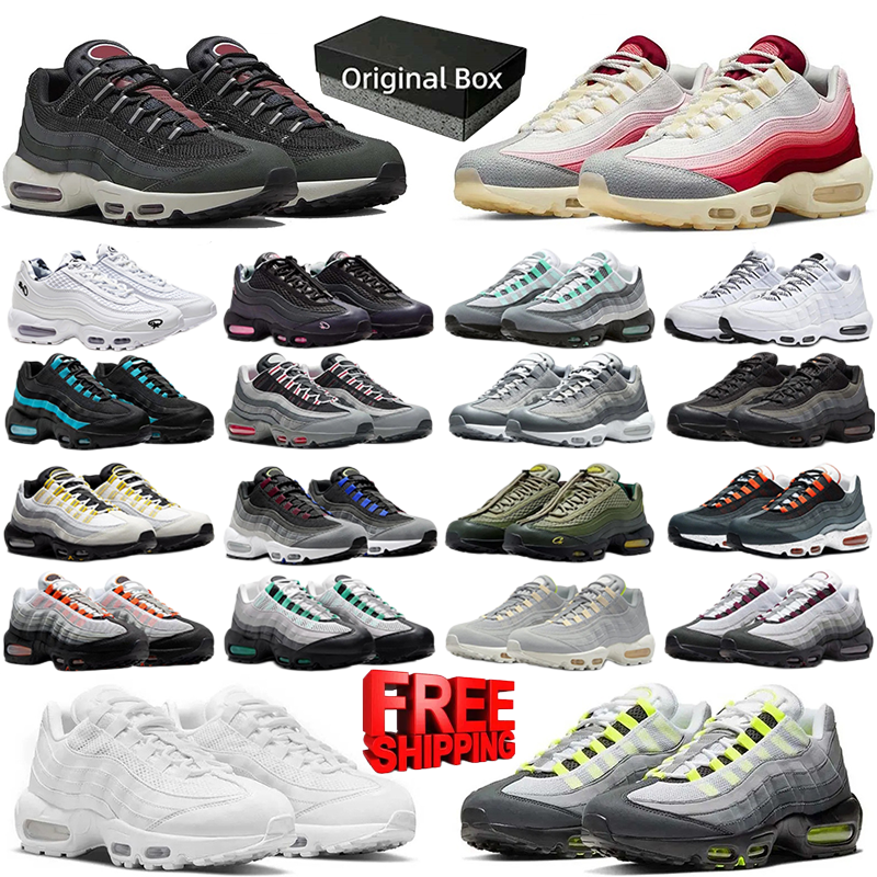 with box free shipping 95 95s running shoes men women designer sneakers outdoor durable trainers vintage sports shoe black neon Anthracite Red