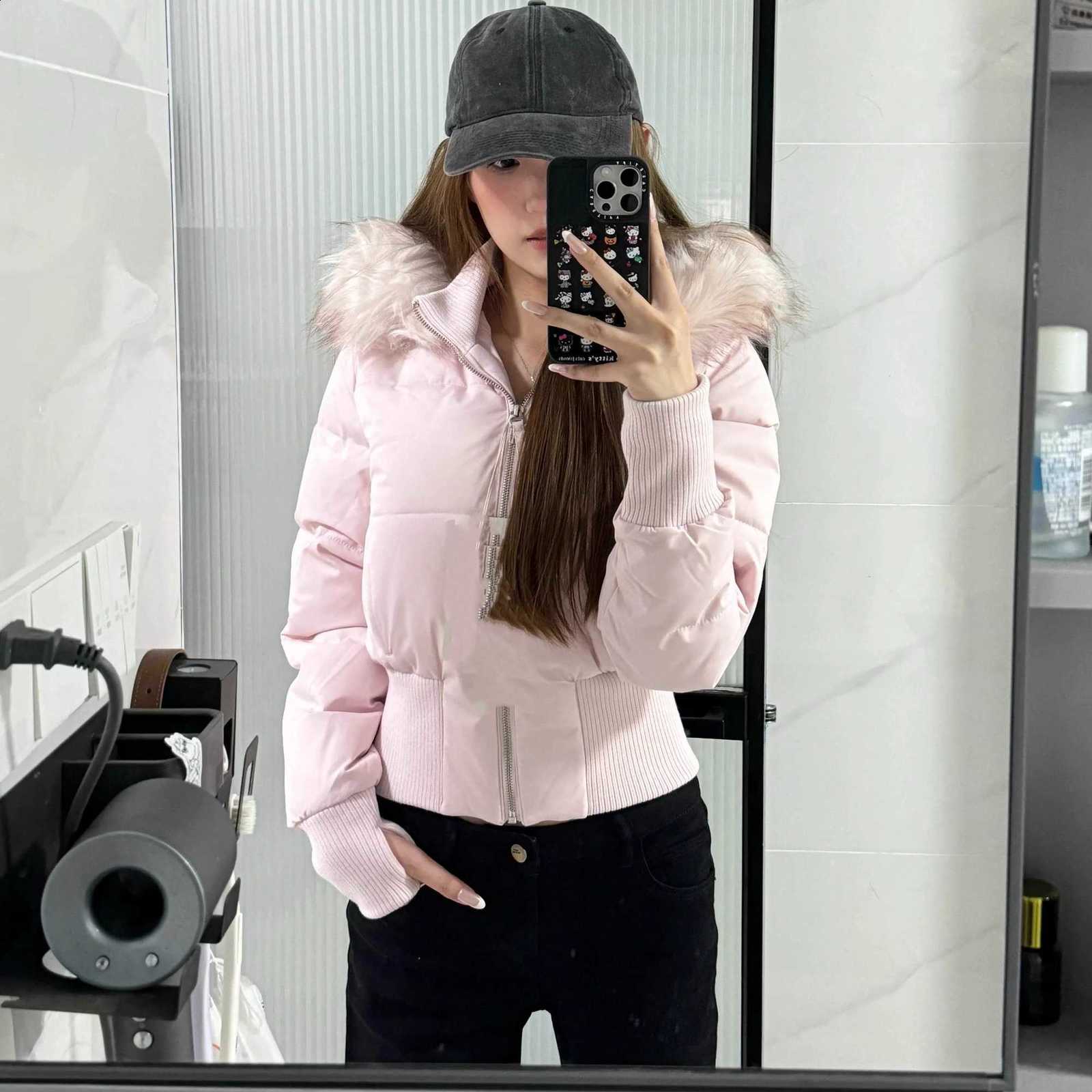 Chic Short Winter Down Cotton Jaet Women's Coats Warm Fce Collar Hooded Jackets Tops Zipper Parkas Elegant Luxury Outerwear Lady H260917