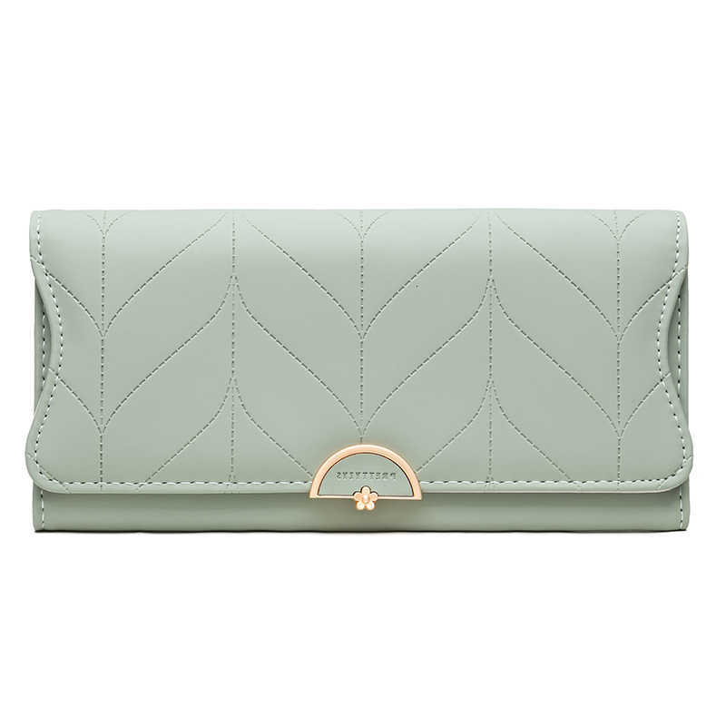 Spring New 2026 Women's Long Purse Japanese and South Korea Small Fresh Plaid Buckle Folding Hold Bag Large Capacity Women's MulT260917
