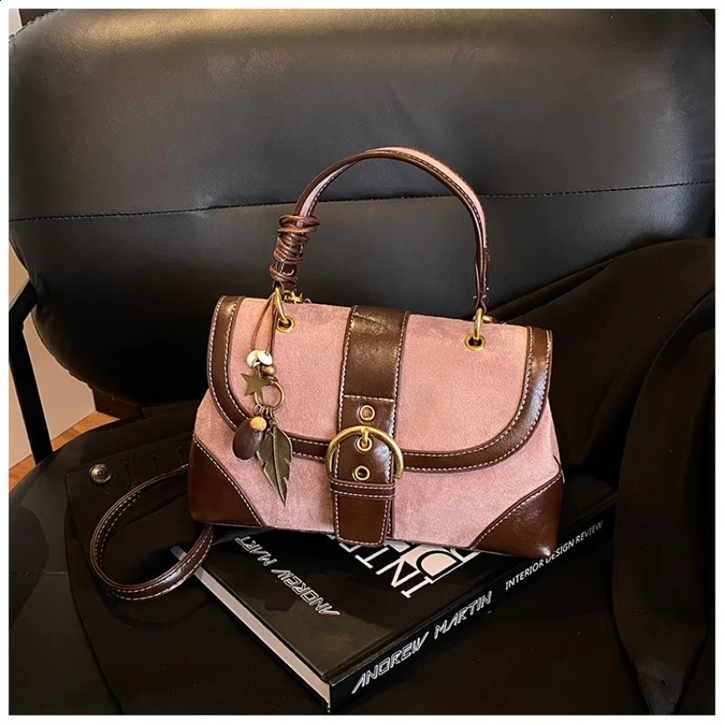 Women Autumn and Winter Elegant Retro Suede Handbag Exquisite Commuter Single Shoulder Casual Crossbody Bag 260916