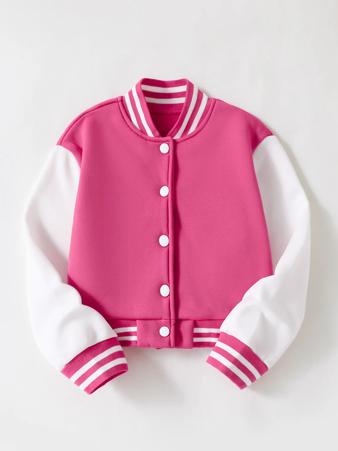 Ins Children's Clothing Girls' College Style Knitted Cardigan Color-Block Casual Spring and Autumn Baseball Jacket Girls' Color-Block