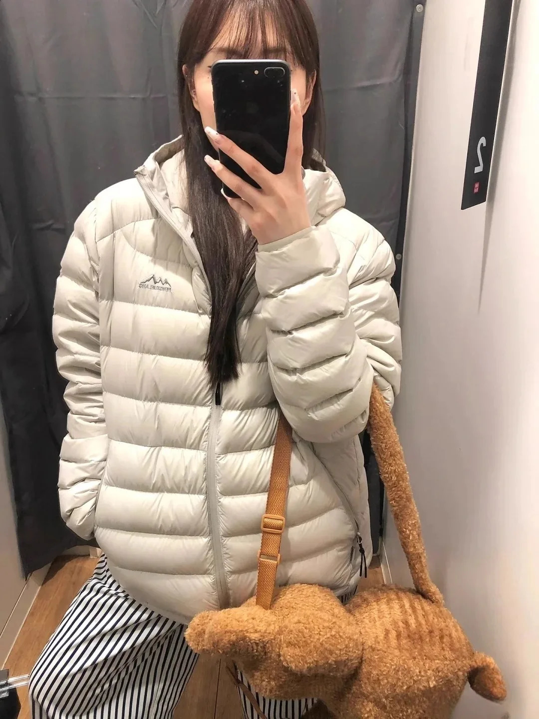 Pork rib down jacket womens short lightweight winter style simple white duck casual sports hooded 260915